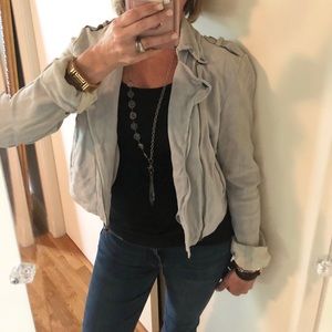 Jacket Washable Suede Cropped Moto Jacket